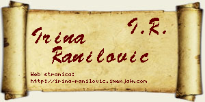 Irina Ranilović vizit kartica